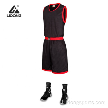 Bagong istilo ng itim na basketball jersey design para sa mga kalalakihan